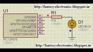 how to blink LED PIC12F675 include keil(c code and hex) and Proteus simulation