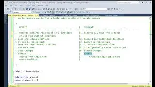 How to remove (delete) records from a table using delete or truncate command in Microsoft SQL Server