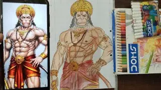 How To Draw Hanuman Ji Full Body With Colour Pencil, Lord Hanuman Drawing, Colouring Tutorial