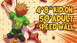 9 year old Static Climber First Time on Adult Speed Wall