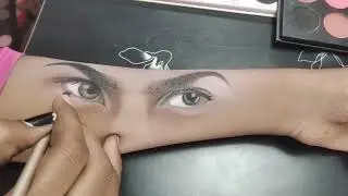 Draw SRK Eyes to Hand With Makeup Products 👍//#eyedrawing #mackuptutorial