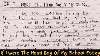 If I Were The Head Boy Of My School Essay | Paragraph On If I Were The Head Boy Of My School