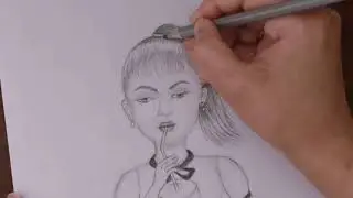 How to draw a Girl drinking coconut water //