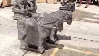 Huge Pair Chinese Antique Hand Carving Standing Horse Statue WK2809