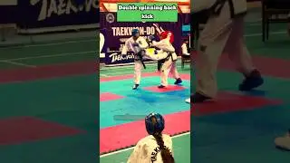 Double spinning back kick// knockout kick #martialarts #kick #teakwood #karatekid #mixmartialarts