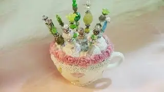 Shabby Chic Pin Cushions, Stick Pins & Altered Bottle