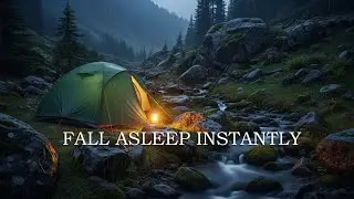 You’ll Fall Asleep Instantly 🌧️ | Rain Sounds in a Cozy Mountain Tent & Flowing Stream at Night