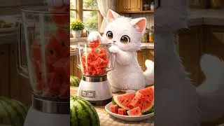 Angry Grandpa Chases a Cute Cat for a Watermelon! #cutecats