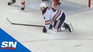 Oilers' Kris Russell Loses Skate Blade After Blocking Shot