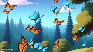 Butterfly Twitch overlay, animated stream decoration, alert, beautiful blue and orange butterflies