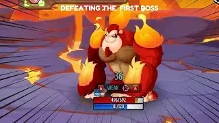 Beating the first boss in monster legends!!