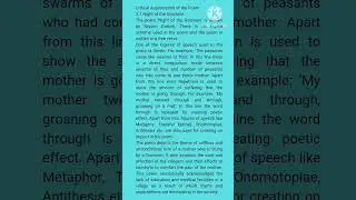 Critical Appreciation 3.1 Night of the Scorpion 📚📝#shorts #appreciation #ytshorts