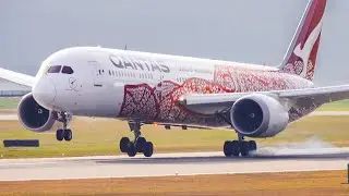 (4K) Qantas Yam Dreaming Livery 787 Arriving at Vancouver YVR