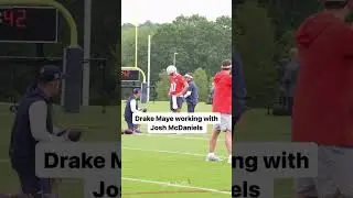 Drake Maye working with Josh McDaniels at Patriots Mini-Camp