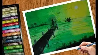 Oil Pastel Art | Waiting For You Oil Pastel Drawing | Step By Step Drawing _Rn Drawing