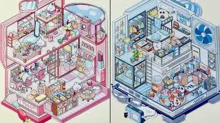 [ASMR]Use stickers to diy a pink girls' dormitory and a blue boys' dormitory~