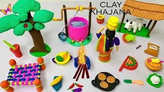 DIY How to make Polymer clay Miniature chhula Set char pai airfan Green tree Cow milk /DIY