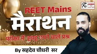 REET MAINS  स्पेशल | हिंदी महा मैराथन |  Live Class | सहदेव सर द्वारा | #liveclass