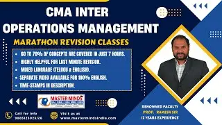 P1172 | CMA Inter | Operations Management  | English & Telugu | Marathon class | June 23 Attempt