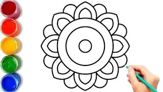 Colourful flowers draw together, easy drawing, painting and Coloring drawing for kids and toddlers🚸🎨