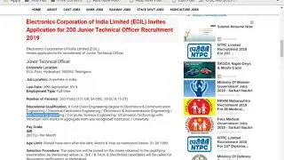 ECIL Recruitment 2019 For 200 Junior Technical Officer | MySarkariNaukri.com