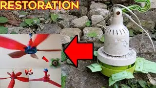 Restore Mini Ceiling Fan: Broken Blades & Rusty Motor | Compare With Recycled 3-Blade Fan