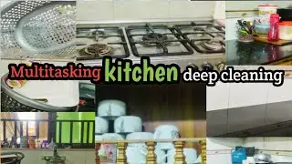 Multitasking kitchen deep cleaning|house busy routine life|kitchencleaningvlog bismal#morningroutine