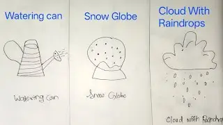Watering can, Snow Globe and Cloud With Raindrops Drawings | Uniques15 