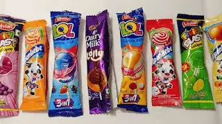 Satisfying video Asmr Lollipops candy and chocolate gummy candy unboxing video Rainbow 🌈 lolipop 🍭