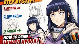 How to Draw Hinata Hyuga Step by Step | Naruto Anime Pencil Sketch Tutorial