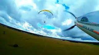 Полёт в облаках, радиоуправление, вместе с параплан, среди птиц, квадрик. RC aircraft FPV, DJI, bird