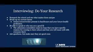 Preparing for Medical, Dental, PA, and other Health Professional School Interviews