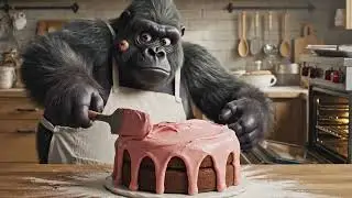 &ldquo;Gorilla chef in the kitchen&hellip; chaos guaranteed! 🦍🍫 #fyp #funnyanimals #baking&rdquo;