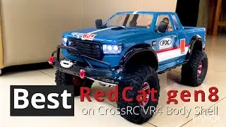 RC Truck Redcat gen8 Scout II 4x4 Off Road on CrossRC VR4 lexan body shell 313 wheelbase 1/10 Scale