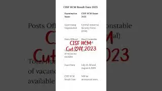 CISF HCM Cut Off 2023 #cisfhcmresultdate2023 #shorts