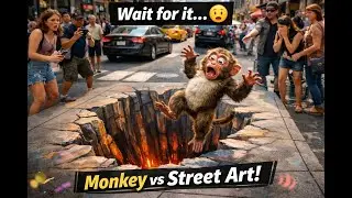 You Won&rsquo;t Believe This Monkey&rsquo;s Reaction to 3D Street Art!