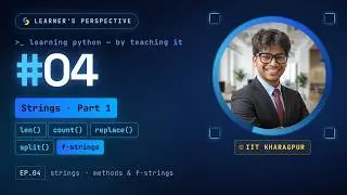 Python Tutorial #4 - String Methods Part 1 (len, count, replace, split) | Learning Together
