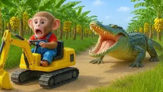 🐒 Monkey vs Crocodile: Unexpected Twist During Banana Harvest!&nbsp;|&nbsp;Cobby&nbsp;Farm