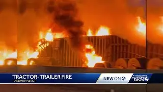 Tractor-trailer fire on I-376 in western Pennsylvania