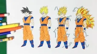 4 Forms SSJ of GOKU Coloring Pages | SAILANY Coloring Kids