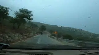 Driving in Heavy Rain to Snow - ASMR - Mountain Parnitha, Greece