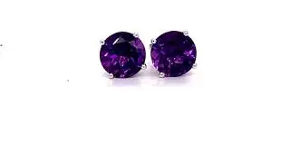 14K White Gold Amethyst Stud Earrings