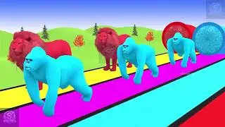 Long Slide Game With Elephant Gorilla Buffalo Hippopotamus Tiger - 3d Animal Game -sharati log