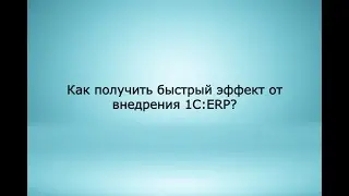 &laquo;Как получить быстрый эффект от внедрения 1С:ERP?&raquo;