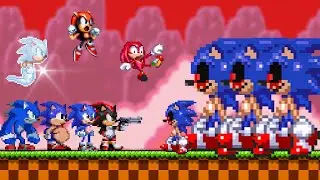 ¿Qué pasa si juegas un nivel con 100 Sonic.exe? 🤯 Super Mario 4 Jugadores