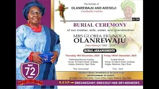 RECEPTION PROGRAM OF MRS GLORIA EKUNOLA OLANREWAJU