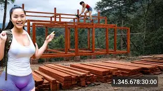 1.345.678:20:00 HOURS IN 1 TIME-A-DAY VIDEO OF WOODEN HOUSE CONSTRUCTION