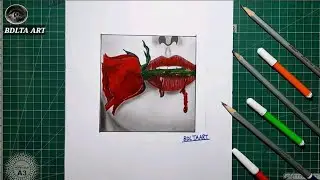HOW TO DRAW A GIRL WITH ROSE 🌹| STEP BY STEP | EASY GIRL TUTORIAL FOR BEGGINER BY BDLTA ART |