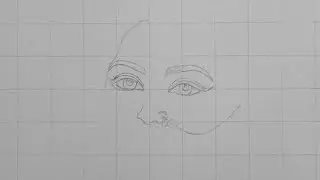 Radha Rani outline drawing using grid method┃Sketching Radha Rani┃Charcoal drawing live