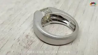 2.95 TCW Radiant and Baguette Moissanite Men's Ring | Three Stone Ring | Satin Finish Ring